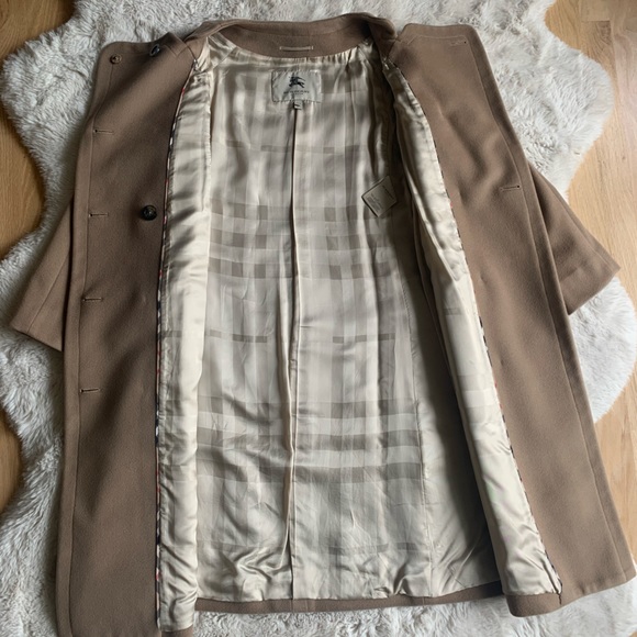 Authentic Burberry wool cashmere jacket coat beige tan sz 6 - Picture 7 of 13